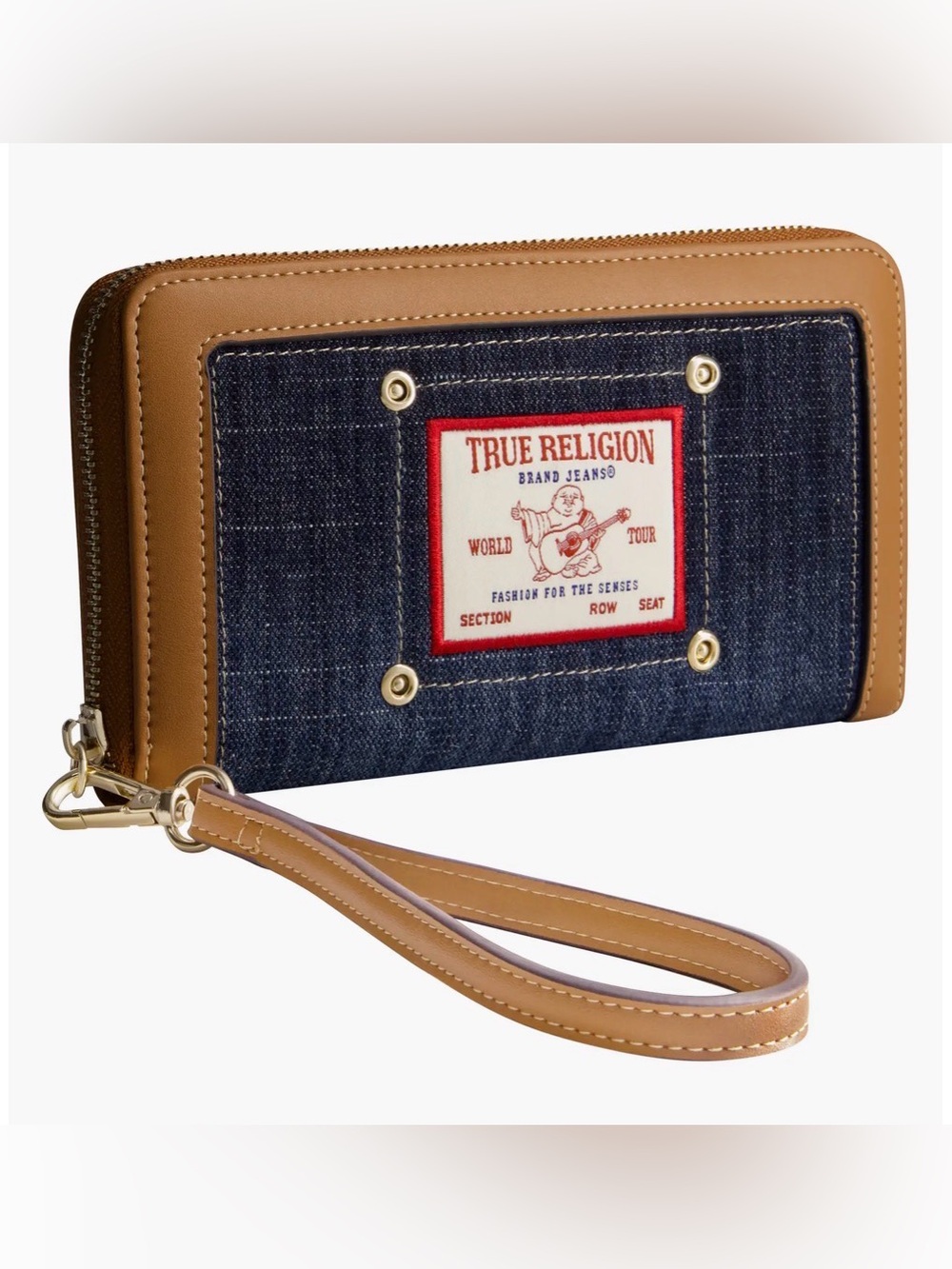 True Religion Buddha Patch Denim Wallet/Wristlet